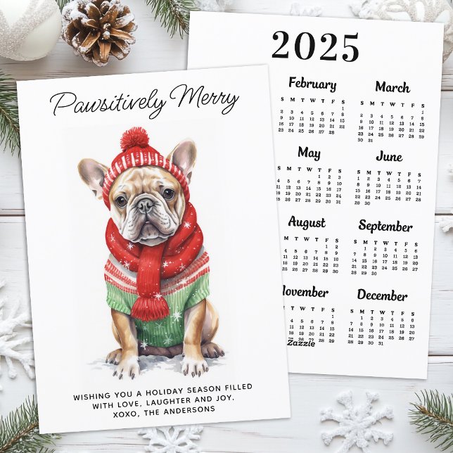 French Bulldog 2026 Calendar Dog Lover Christmas  Holiday Card (Creator Uploaded)
