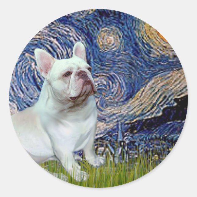 French Bulldog (4W) - Starry Night Classic Round Sticker (Front)