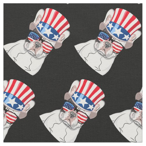 French Bulldog American Flag 4th of July Fabric