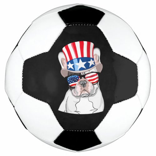 French Bulldog American Flag 4th of July Soccer Ball