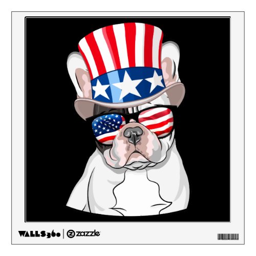 French Bulldog American Flag 4th of July Wall Decal