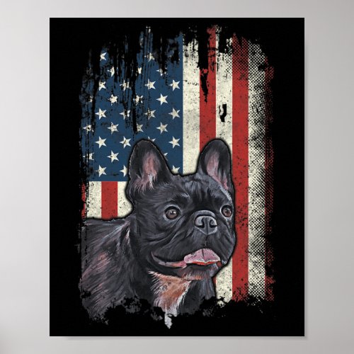 French Bulldog American Flag Patriotic Dog  Poster