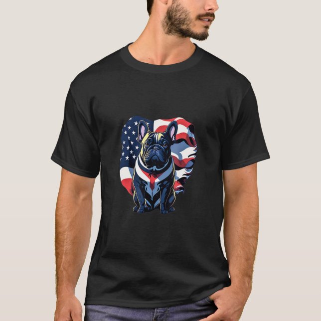 French Bulldog American Flag T-Shirt (Front)