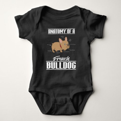 French Bulldog Anatomy Funny Dog Baby Bodysuit