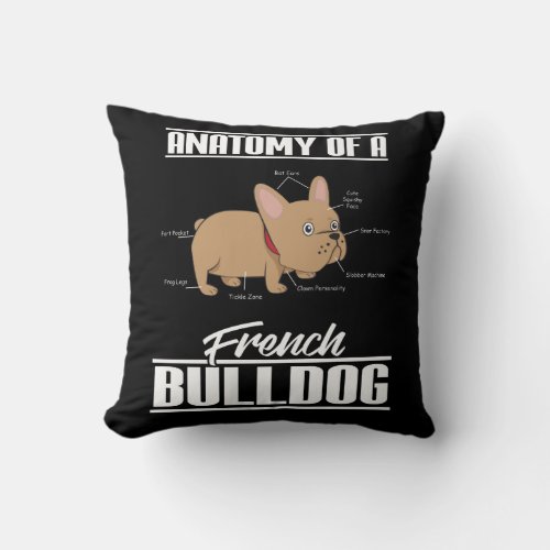 French Bulldog Anatomy Funny Dog Throw Pillow