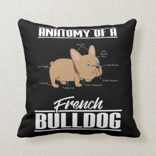 French Bulldog Anatomy Funny Dog Throw Pillow