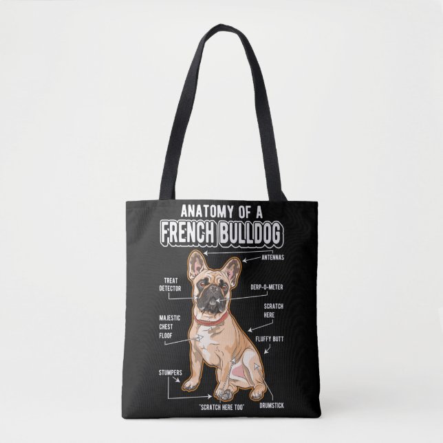 French Bulldog Anatomy Funny Dog Tote Bag (Front)