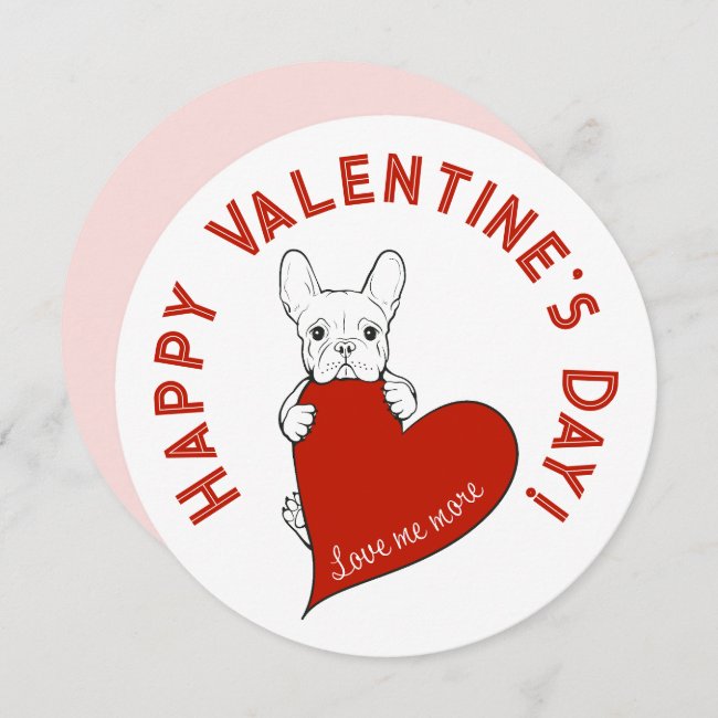 French Bulldog And A Heart Valentine's Day Card