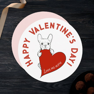 French Bulldog and a Heart Valentine's Day Card