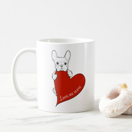 French Bulldog And A Red Heart Frenchie Dog Lover Coffee Mug