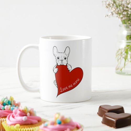 French Bulldog And A Red Heart Frenchie Dog Lover Coffee Mug