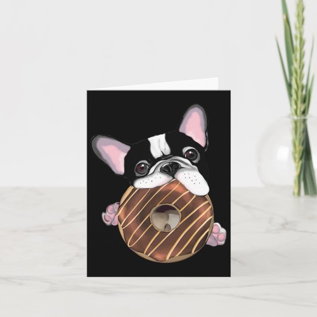 French Bulldog And Chocolate Donut  Card (Front)