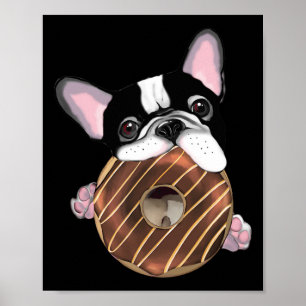 French Bulldog And Chocolate Donut Poster