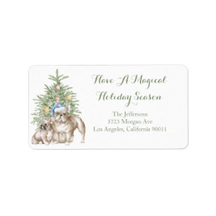 French Bulldog and Christmas Tree Label