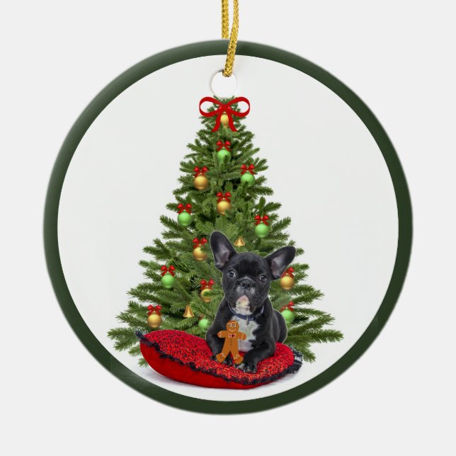French Bulldog and  Christmas Tree Ornament (Front)