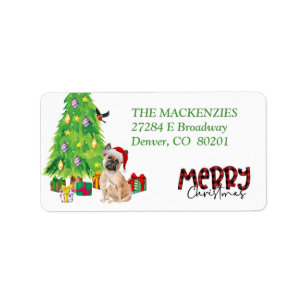 French Bulldog and Christmas Tree Return Address Label