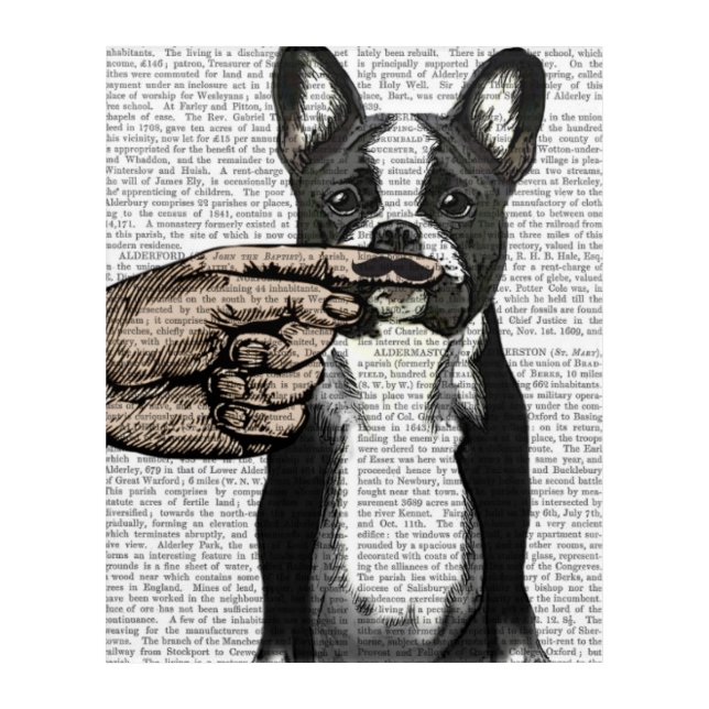 French Bulldog and Finger Moustache Acrylic Print (Front)