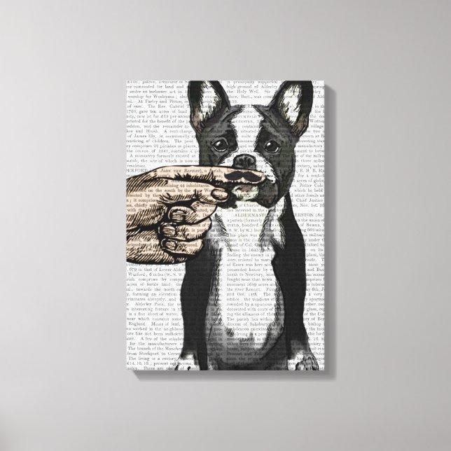French Bulldog and Finger Moustache Canvas Print (Front)