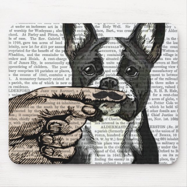 French Bulldog and Finger Moustache Mouse Pad (Front)