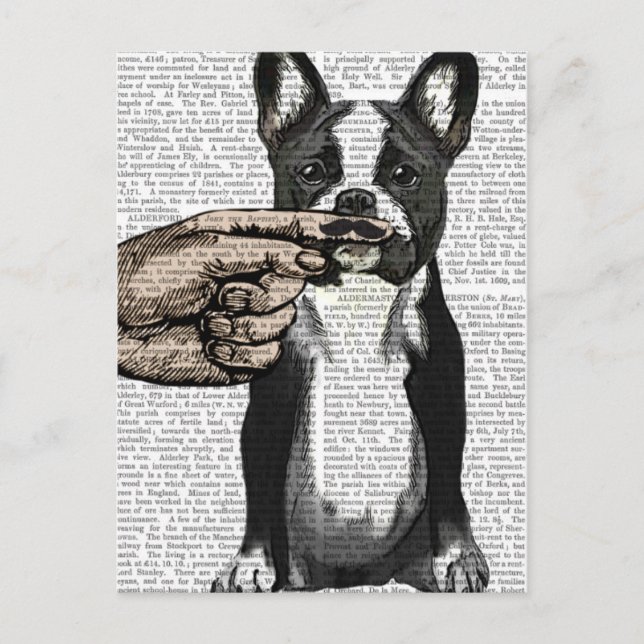 French Bulldog and Finger Moustache Postcard (Front)
