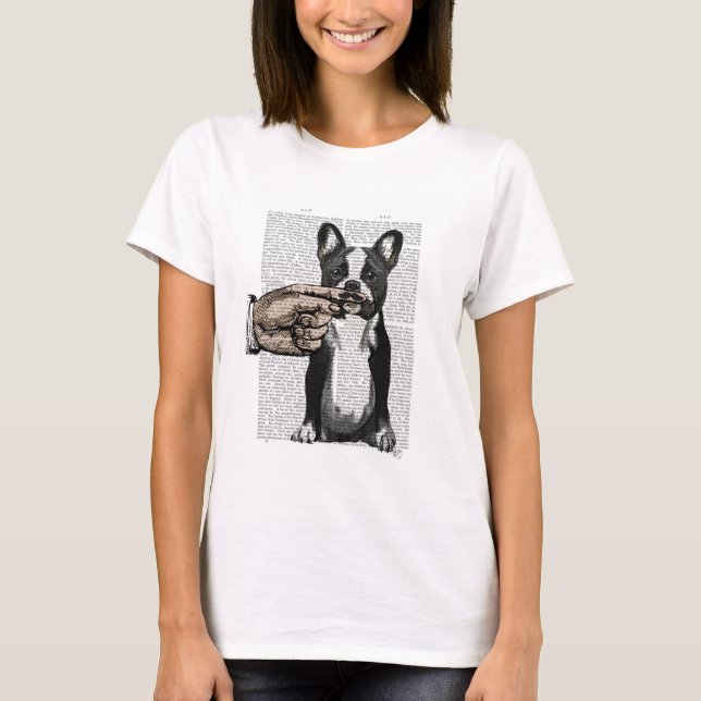 French Bulldog and Finger Moustache T-Shirt (Front)