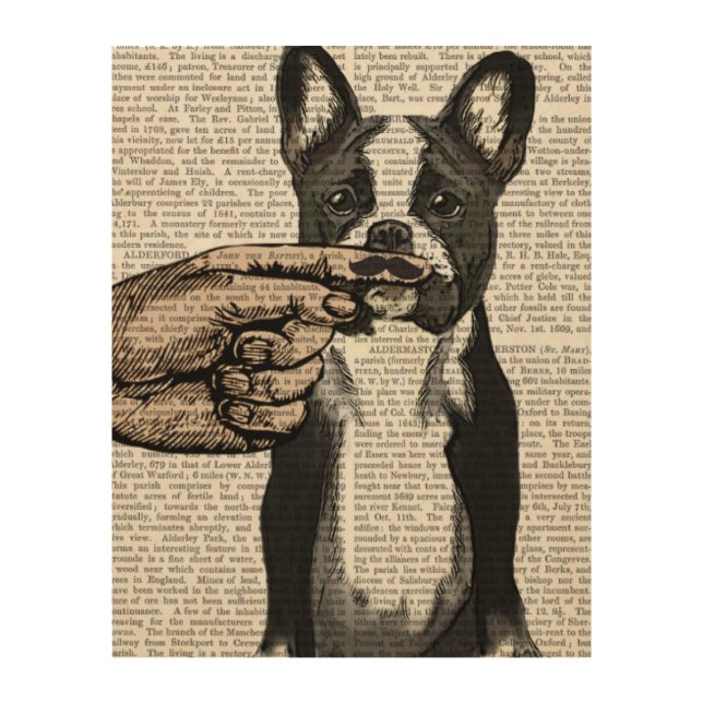 French Bulldog and Finger Moustache Wood Wall Decor (Front)