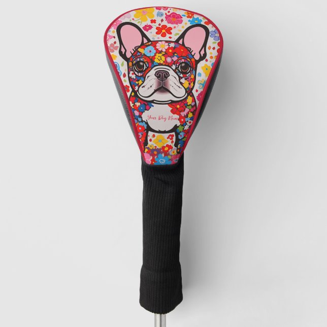 French Bulldog and Flowers  001 - Tailor jewel Golf Head Cover (Front)