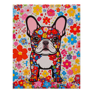 French Bulldog and Flowers 001 - Tailor jewel Poster