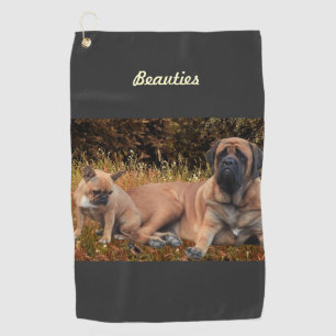 French Bulldog and Mastiff friends Golf Towel