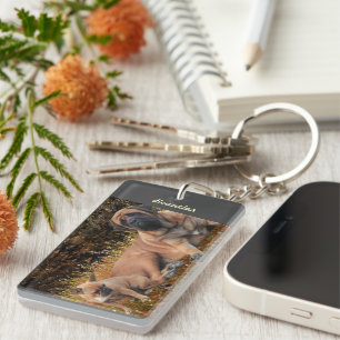 French Bulldog and Mastiff friends Keychain