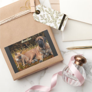 French Bulldog and Mastiff friends Rectangular Sticker