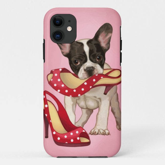 French bulldog and polka dot shoe Case-Mate iPhone case (Back)