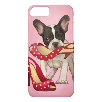 French Bulldog And Polka Dot Shoe Iphone 8/7 Case by MarylineCazenave at Zazzle