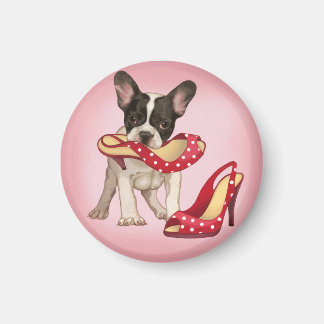 French bulldog and polka dot shoe magnet