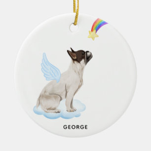 French Bulldog Angel Dog Personalized Pet Memorial Ceramic Ornament