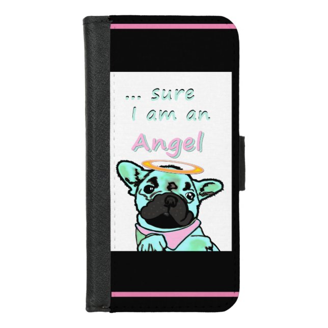 French Bulldog Angel iPhone Wallet Case (Front)