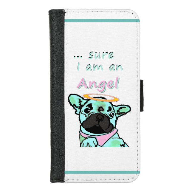 French Bulldog Angel iPhone Wallet Case (Front)