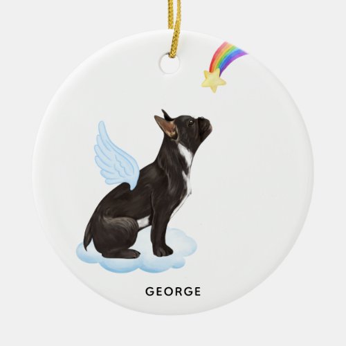 French Bulldog Angel Personalized Dog Pet Memorial Ceramic Ornament