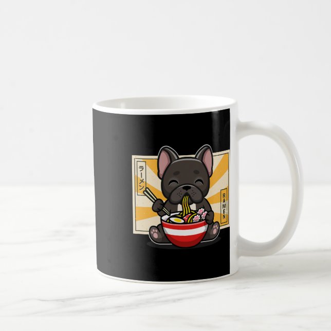 French Bulldog Anime Eating Noodle  Coffee Mug (Right)