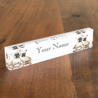 French Bulldog art Desk Name Plate