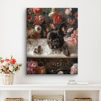 French Bulldog Art | Frenchie in Bathtub Bathroom