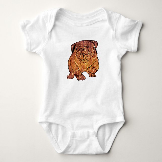 French Bulldog Art Jersey Bodysuit, White Baby Bodysuit (Front)