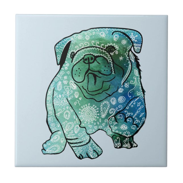 French Bulldog Art Mandala  Ceramic Photo Tile (Front)