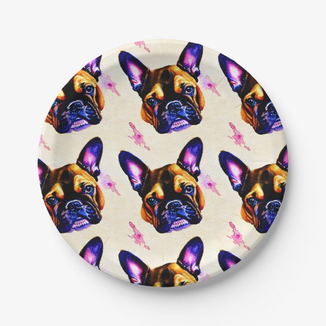 French Bulldog Art Paper Plate (Front)