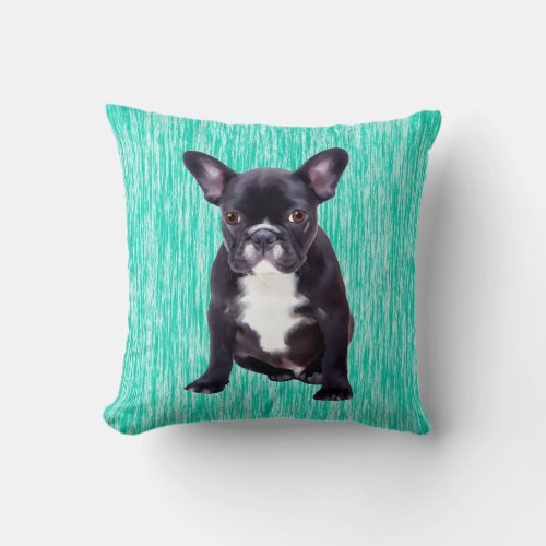 French Bulldog Art Portrait Throw Pillow