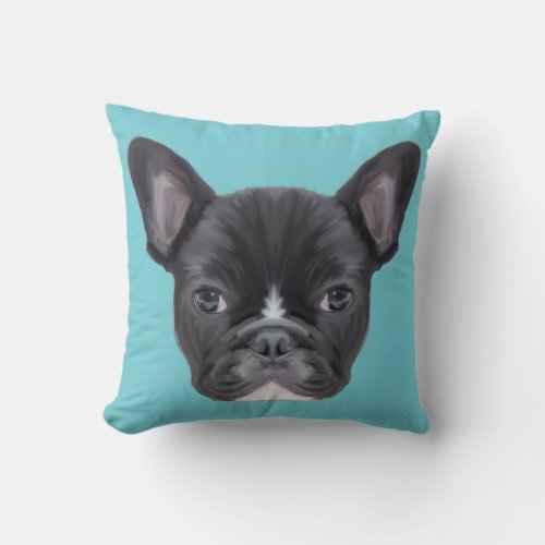 French Bulldog Art Portrait Throw Pillow