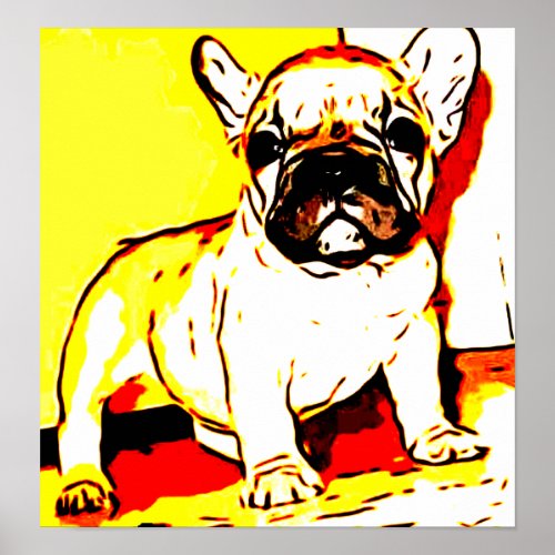 French bulldog art poster