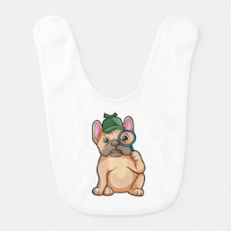 French bulldog as Detective with Magnifying glass Baby Bib