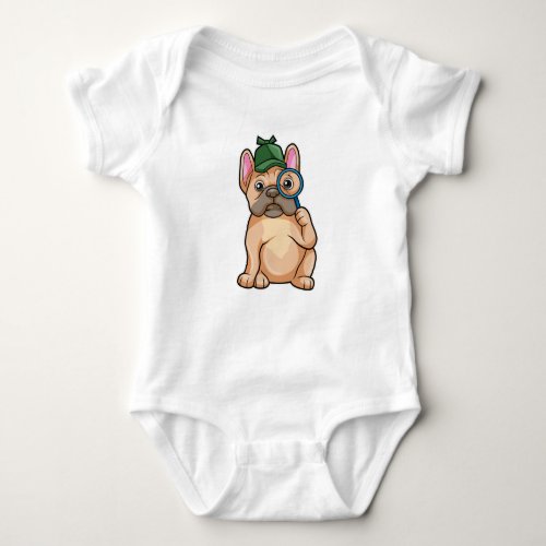 French bulldog as Detective with Magnifying glass Baby Bodysuit
