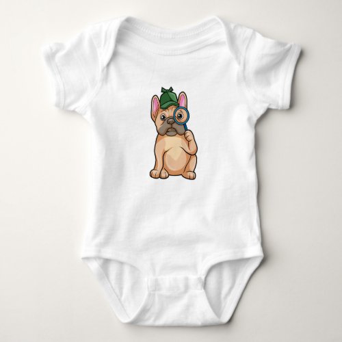 French bulldog as Detective with Magnifying glass Baby Bodysuit